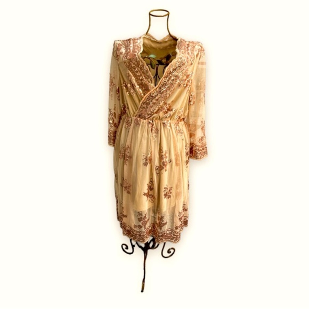 Champagne dress with rose gold sequins